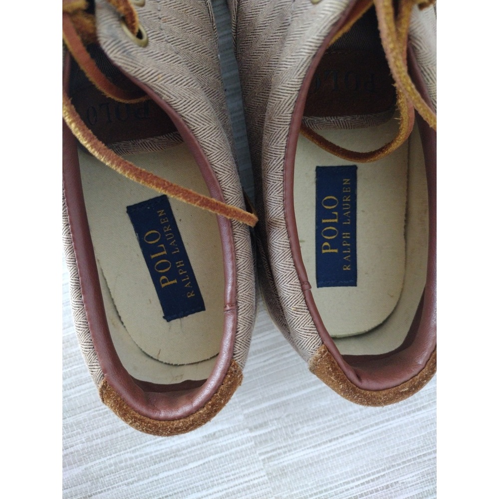 Polo Ralph Lauren Vaughn Chambray Herringbone Sport Brown Shoes Men 8.5D Lace Up - Picture 7 of 8